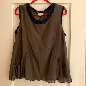 Sheer top with contrasting binding.